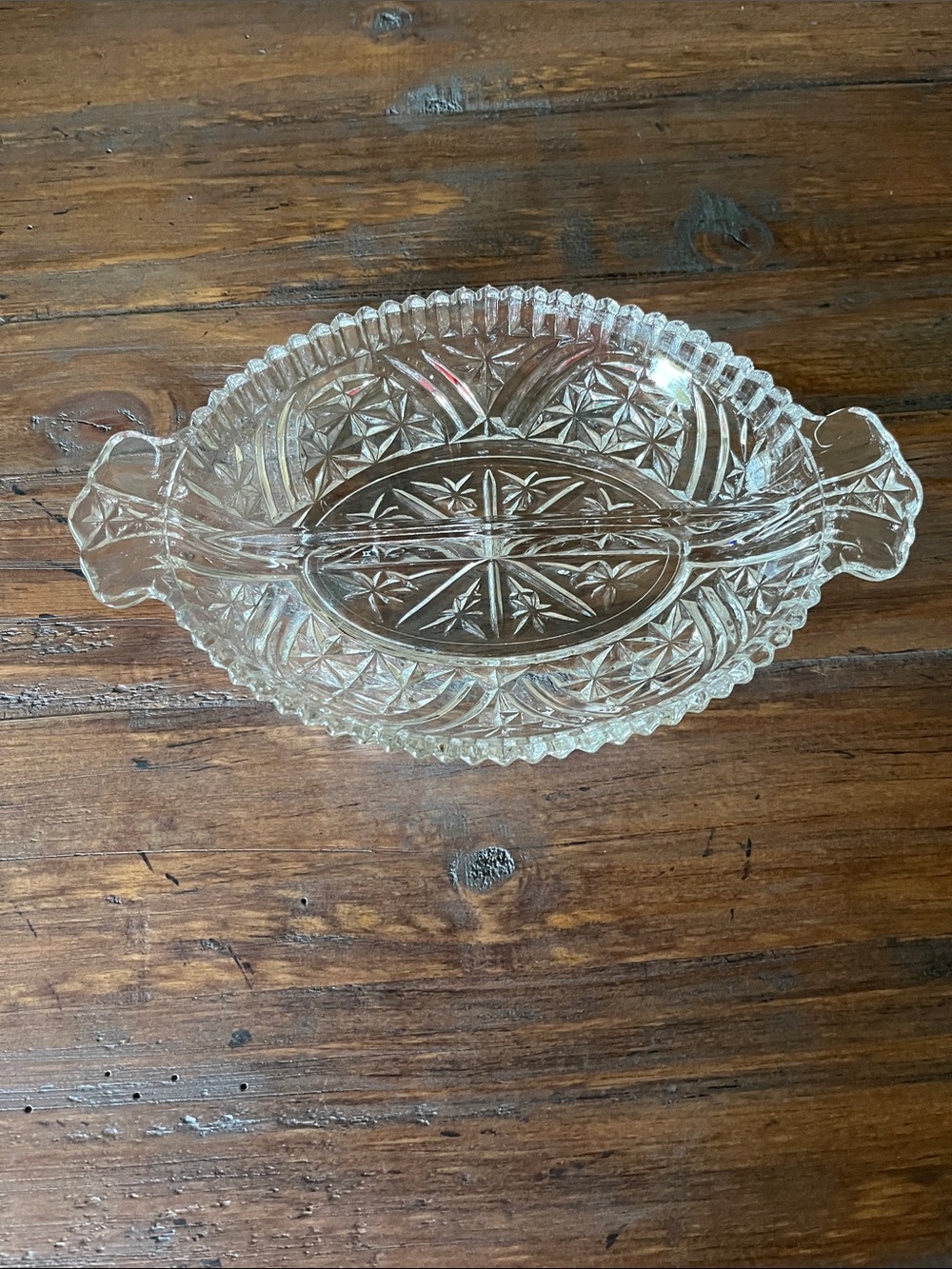 Vintage Anchor Hocking “Stars & Bars” Relish or Candy Dish